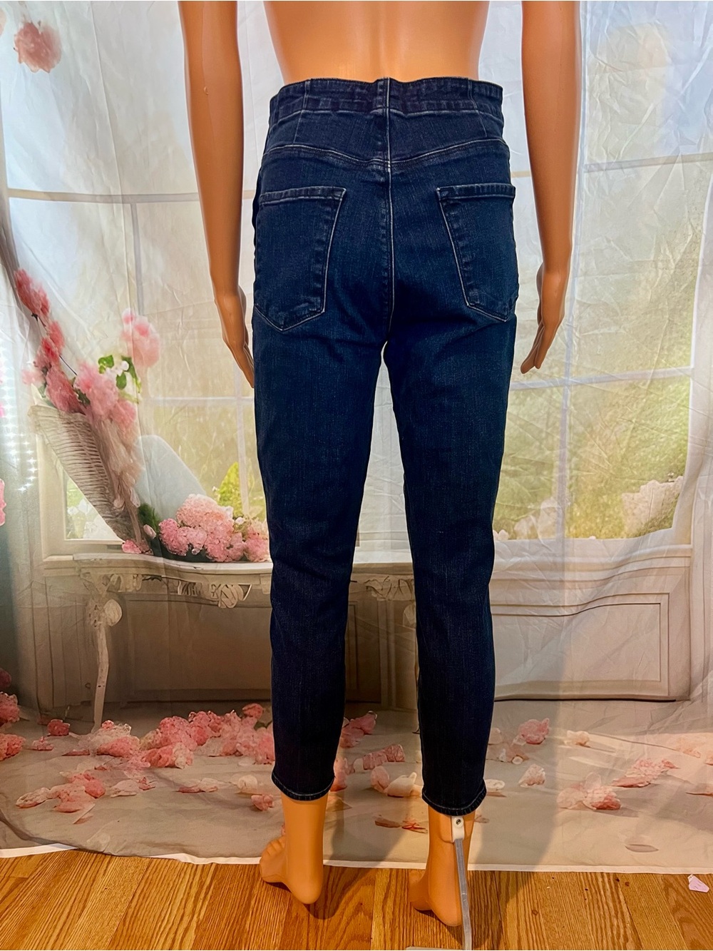 J Brand Dark Blue High-Waist Ankle Button-Front Jeans - Picture 2 of 6